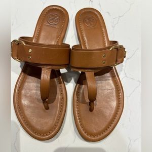 TORY BURCH Size 8 MARSDEN Beige Flat Sandals shoes